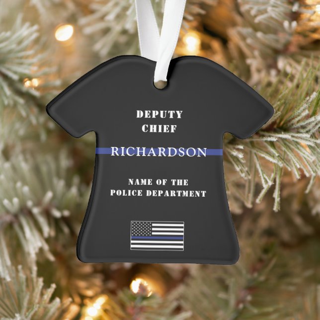 Personalized Thin Blue Line Police Law Enforcement Ornament (Tree)