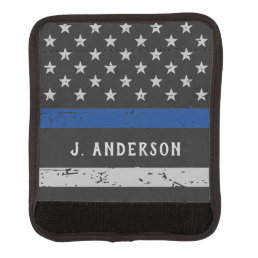 Personalized Thin Blue Line Police Luggage Handle Wrap