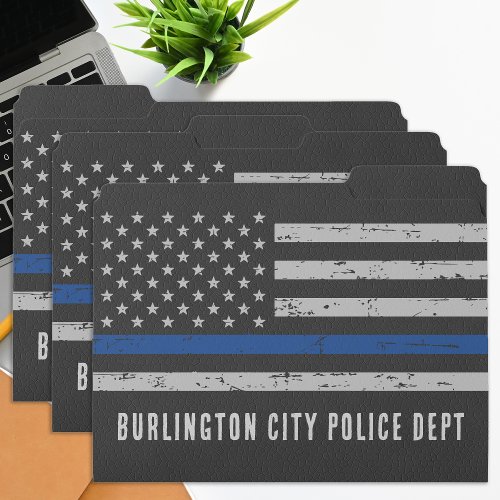 Personalized Thin Blue Line Police Officer File Folder