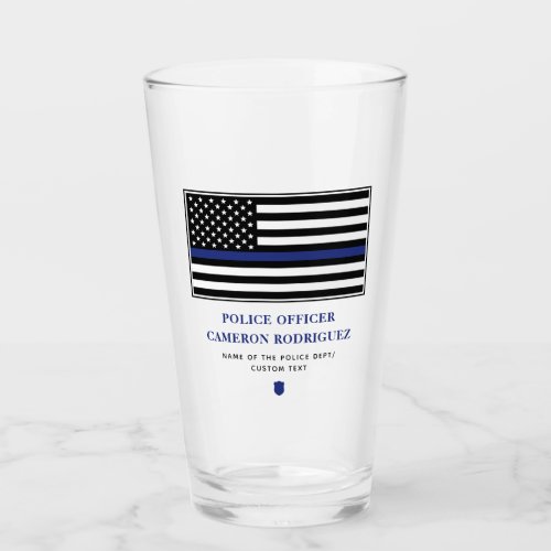 Personalized Thin Blue Line Police Officer Flag Glass