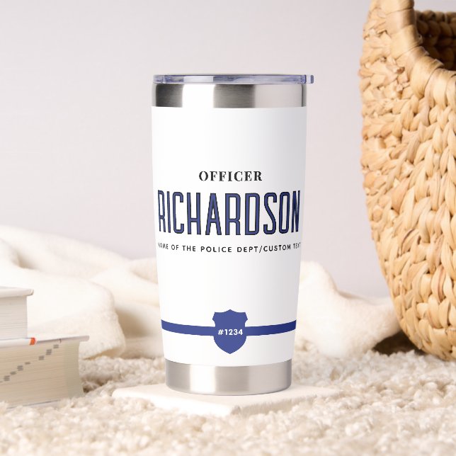 Personalized Thin Blue Line Police Officer Insulated Tumbler (Living Room)