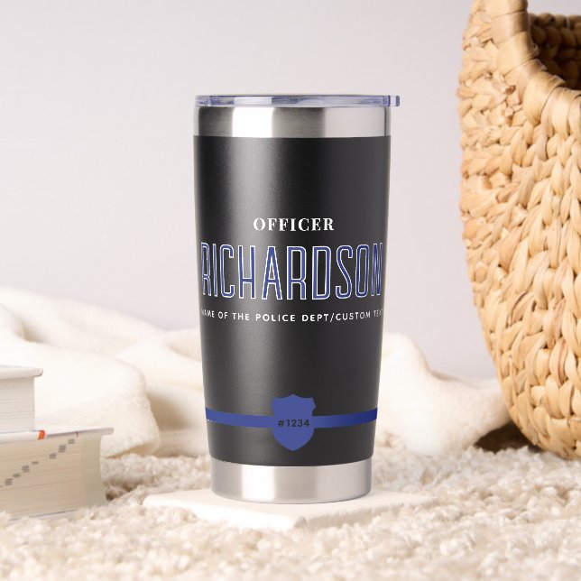Personalized Thin Blue Line Police Officer Insulated Tumbler (Living Room)