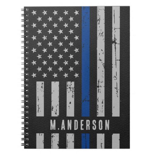 Personalized Thin Blue Line Police Officer Notebook