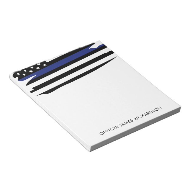 Personalized Thin Blue Line Police Officer Notepad (Angled)