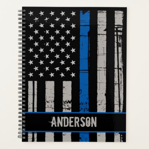 Personalized Thin Blue Line Police Officer Planner