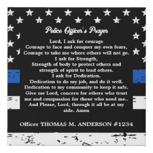 Personalized Thin Blue Line Police Officer Prayer Faux Canvas Print