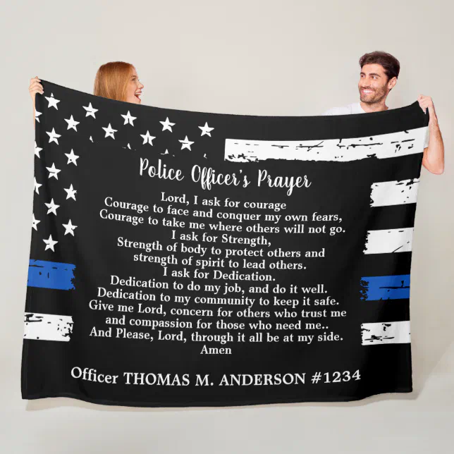 Police Officer Throw Blanket Policemen Prayer Print