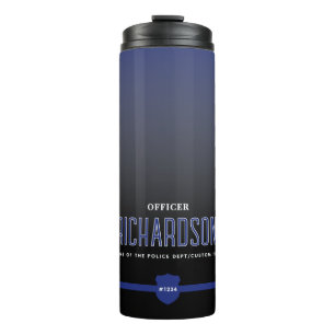 Personalized Thin Blue Line Police Officer Thermal Tumbler