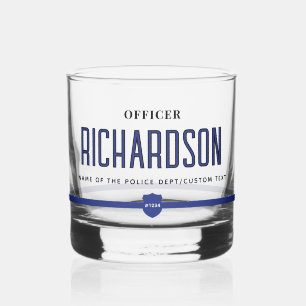 Personalized Thin Blue Line Police Officer Whiskey Glass