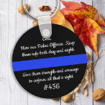 Personalized Thin Blue Line Police Officers Prayer Keychain<br><div class="desc">Thin Blue Line Police Officers Prayer - "God, Bless our Police Officers. Keep them safe both day and night. Give them strength and courage to enforce all that is right." Perfect for all police officers and law enforcement officers. These police prayers keychains are perfect for police departments, or to send...</div>