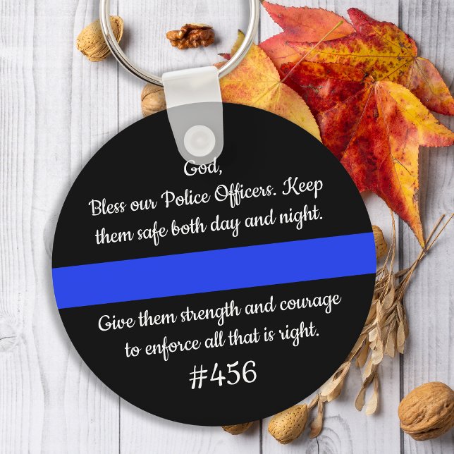 Personalized Thin Blue Line Police Officers Prayer Keychain (Creator Uploaded)