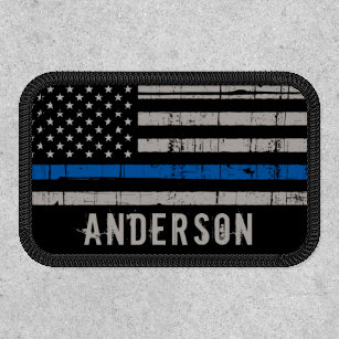 Personalized Thin Blue Line Police Patch