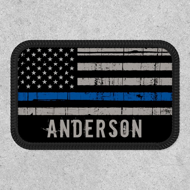 Personalized Thin Blue Line Police Patch (Front)