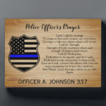 Personalized Thin Blue Line Police Prayer Plaque<br><div class="desc">Police Officer's Prayer Plaque in a rustic wood design with police badge in thin blue line flag police colors. This police prayer gift is perfect for all police officer's and law enforcement and police academy graduation gifts. Visit our collection for police prayer cards and police officer prayer gifts. Personalize with...</div>
