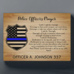 Personalized Thin Blue Line Police Prayer Plaque<br><div class="desc">Police Officer's Prayer Plaque in a rustic wood design with police badge in thin blue line flag police colors. This police prayer gift is perfect for all police officer's and law enforcement and police academy graduation gifts. Visit our collection for police prayer cards and police officer prayer gifts. Personalize with...</div>
