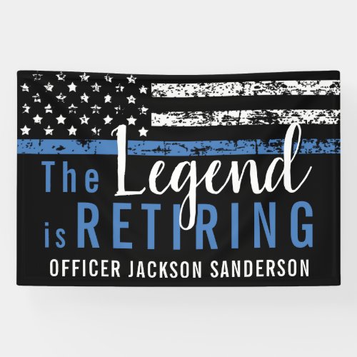  Personalized Thin Blue Line Police Retirement Banner