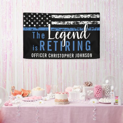 Personalized Thin Blue Line Police Retirement Banner