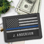 Personalized Thin Blue Line Police Trifold Wallet<br><div class="desc">Thin Blue Line Wallet - American flag in Police Flag colors, distressed design . Personalize with police officer name. This personalized police wallet is perfect for police and law enforcement families and all those who support them. A wonderful police retirement or law enforcement graduation gift. COPYRIGHT © 2020 Judy Burrows,...</div>