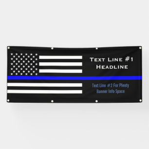 Personalized Thin Blue Line US Flag Handy Display Banner