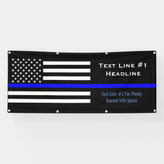 Personalized Thin Blue Line US Flag Handy Display Banner