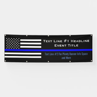 Personalized Thin Blue Line US Flag Medium Display Banner