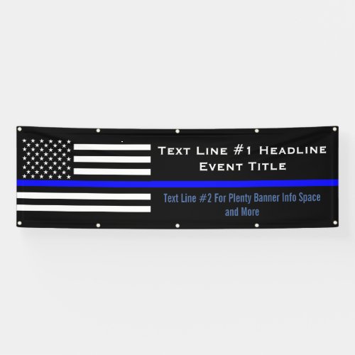 Personalized Thin Blue Line US Flag Medium Display Banner