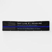 Personalized Thin Blue Line USA Flag Long Display