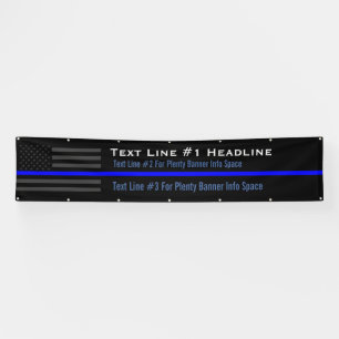 Personalized Thin Blue Line USA Flag Long Display Banner