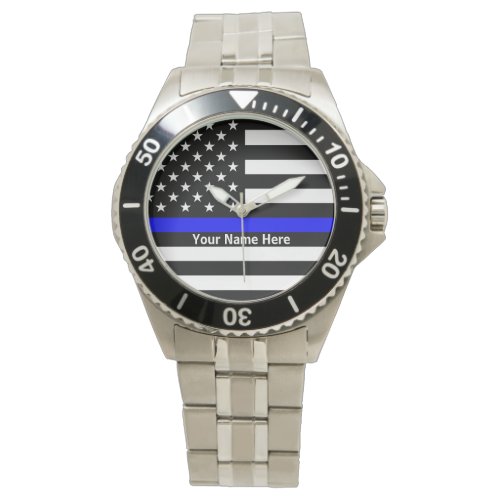 Personalized Thin Blue Line Watch