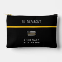 Personalized Thin Gold Line Flag 911 Dispatcher