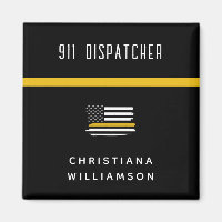 Personalized Thin Gold Line Flag 911 Dispatcher