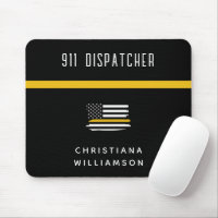 Personalized Thin Gold Line Flag 911 Dispatcher 