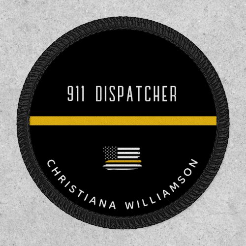 Personalized Thin Gold Line Flag 911 Dispatcher  Patch