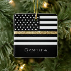 Personalized Thin Gold Line Glitter Flag