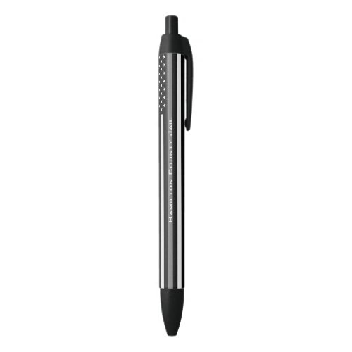 Personalized Thin Gray Line Flag Black Ink Pen