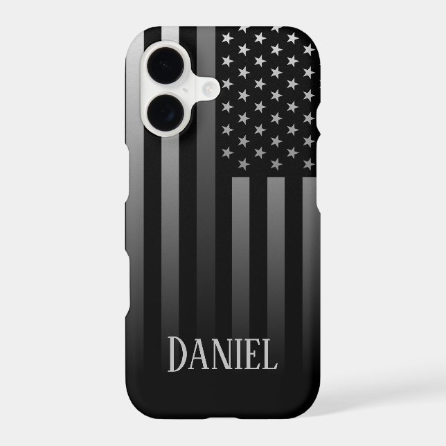 Personalized Thin Gray Line Flag Iphone Case (Back)