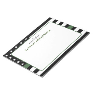 Personalized Thin Green Line Flag Army Military Notepad