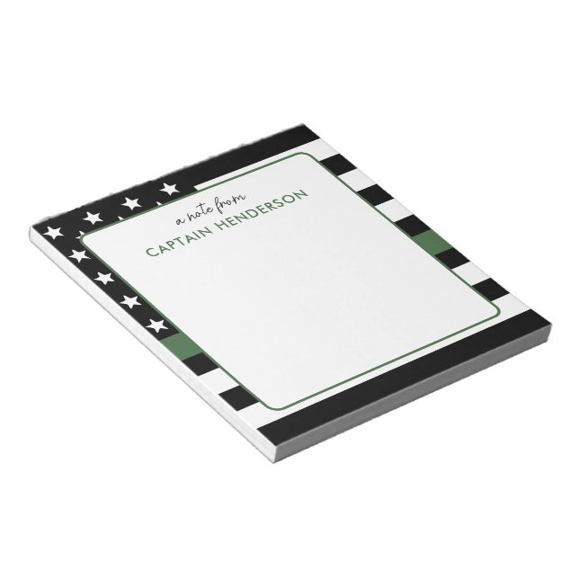 Personalized Thin Green Line Flag Military Notepad (Angled)