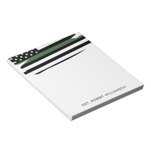 Personalized Thin Green Line Military Notepad