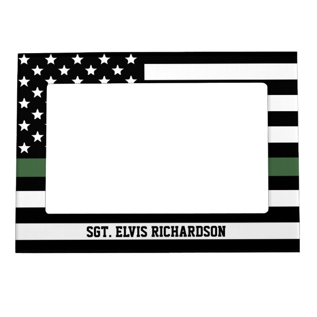 Personalized Thin Green Line Military Veteran Magnetic Frame (Front)