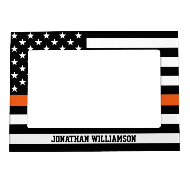 Personalized Thin Orange Line Search and Rescue Magnetic Frame (Front)