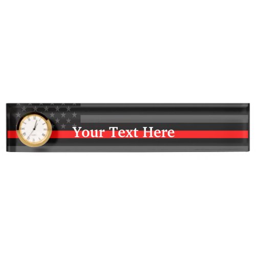 Personalized Thin Red Line American Flag Decor Name Plate
