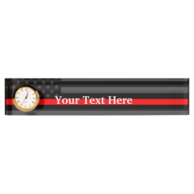 Personalized Thin Red Line American Flag Decor Name Plate (Front)