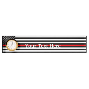 Personalized Thin Red Line American Flag Display Desk Name Plate