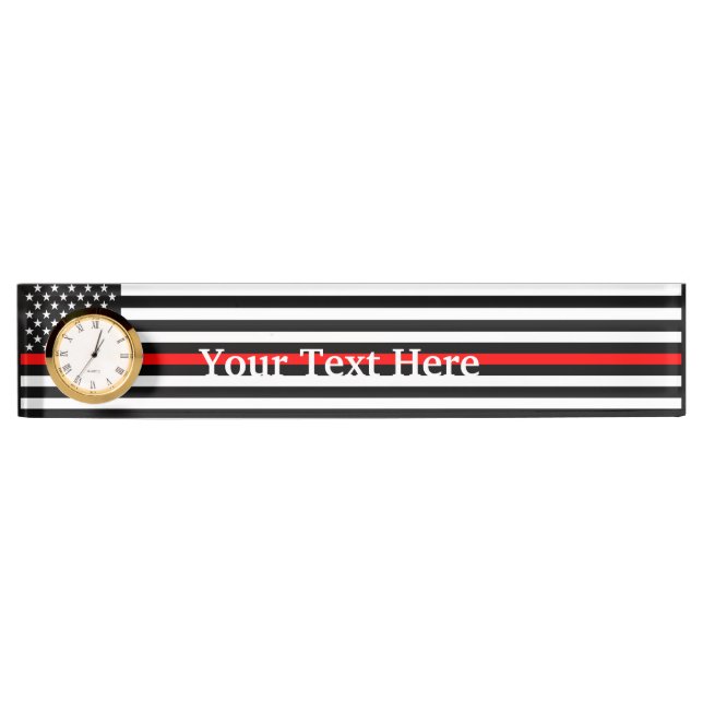 Personalized Thin Red Line American Flag Display Desk Name Plate (Front)