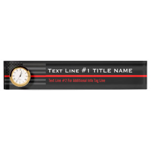 Personalized Thin Red Line American Flag on a Name Plate