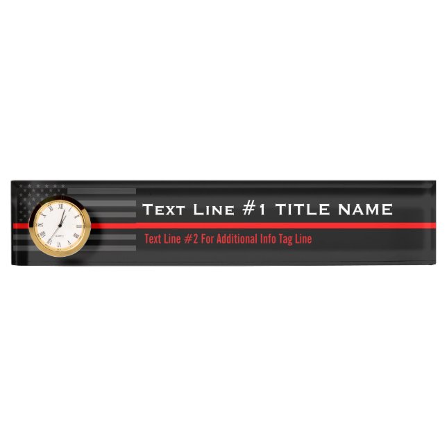 Personalized Thin Red Line American Flag on a Name Plate (Front)