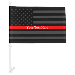 Personalized Thin Red Line Custom Grey US Flag