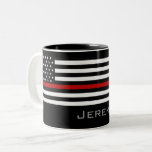 Personalized Thin Red Line Firefighter Flag Two-tone Coffee Mug at Zazzle