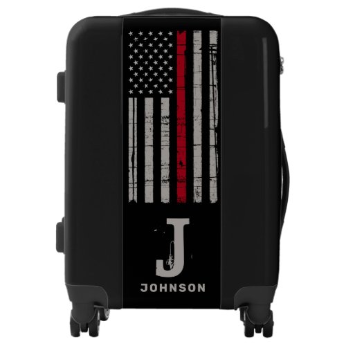 Personalized Thin Red Line Firefighter Luggage